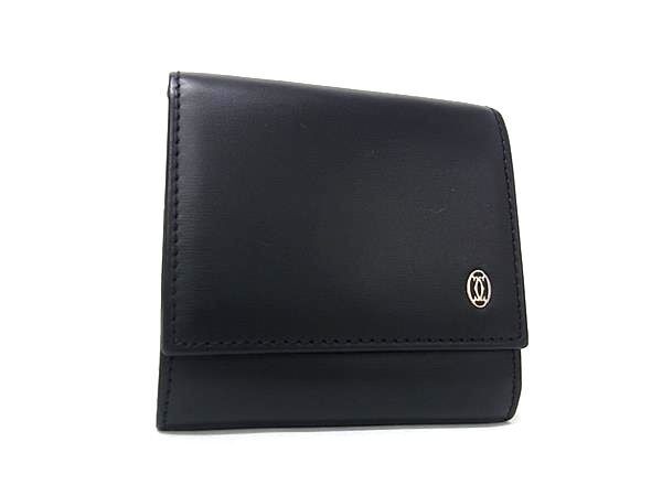 CARTIER カルティエ コインケース パシャ ブラック系 レザー メンズ シルバー金具 美品【本物保証】【中古】｜3R boutique