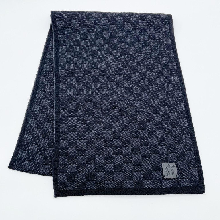 LOUIS VUITTON ルイヴィトン スカーフ・マフラー マフラー･ネオ プティ ダミエ M77988 ブラック系 ウール100％ メンズ 美品【本物保証】【中古】｜3R boutique