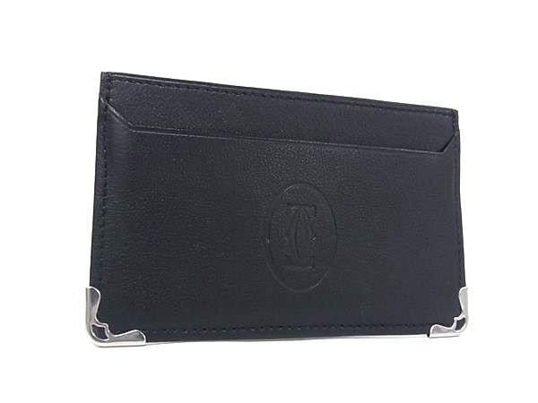 CARTIER カルティエ カードケース マストライン ブラック レザー ユニセックス シルバー金具 美品【本物保証】【中古】|3R boutique