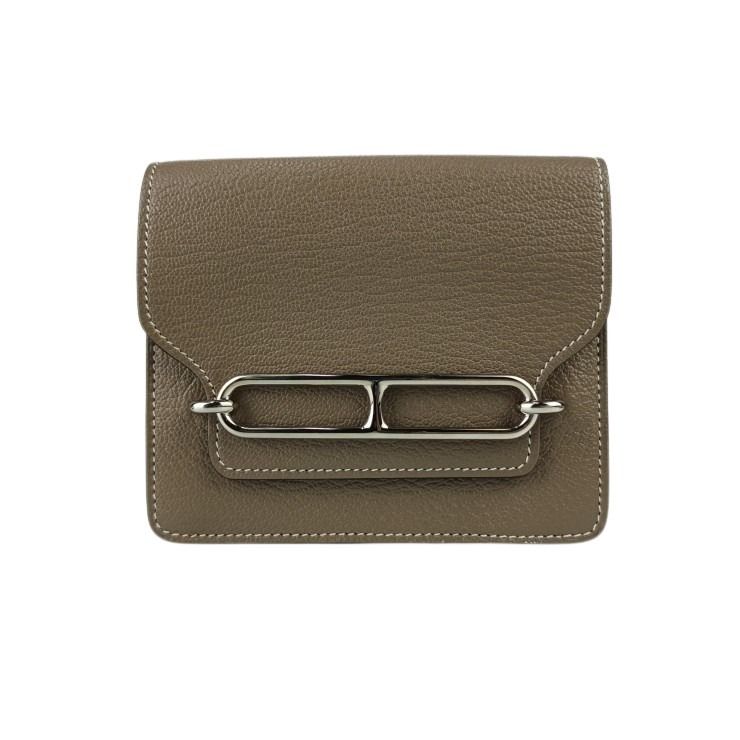 HERMES エルメス コインケース ロウリス ルリ スリム エトゥープ シェブルミゾル レディース シルバー金具 超美品【本物保証】【中古】