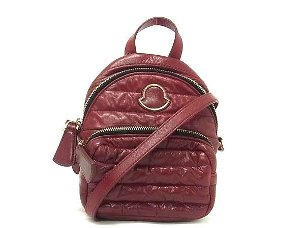 MONCLER モンクレール ショルダーバッグ キリア スモール - レッド系 レザー ナイロン レディース 美品【本物保証】【中古】