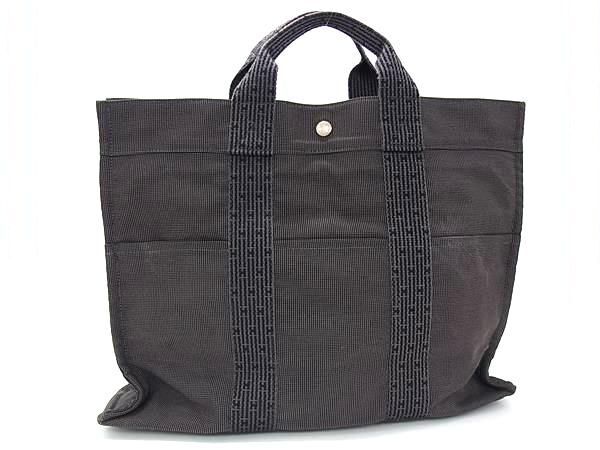 HERMES エルメス トートバッグ エールライン トートMM - グレー系 キャンバス ユニセックス シルバー金具 美品【本物保証】【中古】