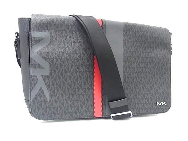 MICHAEL KORS マイケルコース ショルダーバッグ グレー レッド PVC メンズ MK柄 メッセンジャーバッグ 新品未使用展示品【本物保証】【中古】|3R boutique