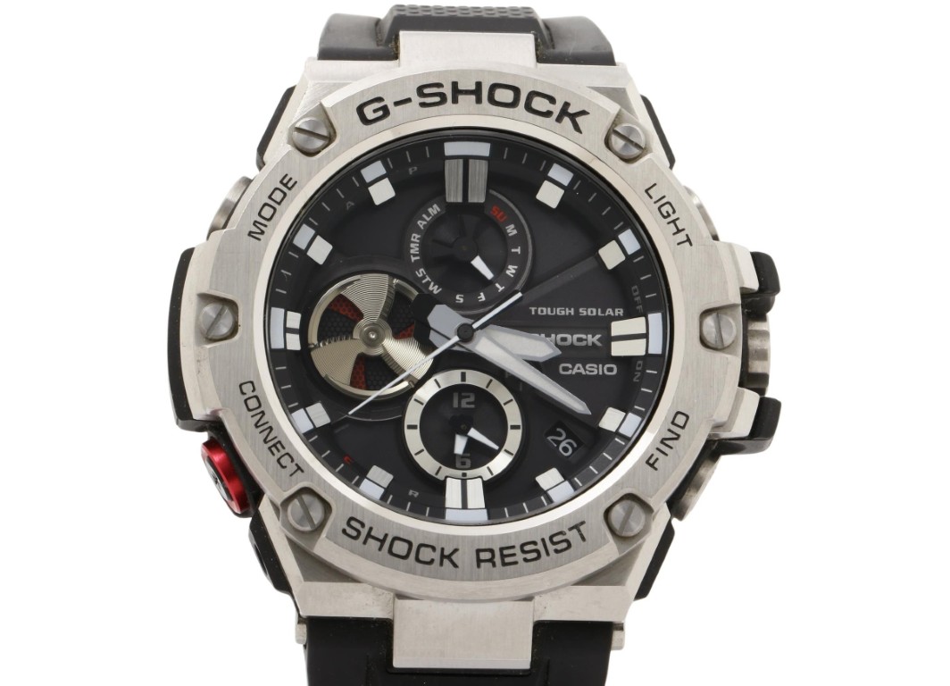 CASIO カシオ 時計 GSHOCK GSTEEL GSTB100 Series GSTB100 ブラック シルバー 樹脂／ステンレススチール メンズ アナログ 美品【本物保証】【中古】｜3R boutique