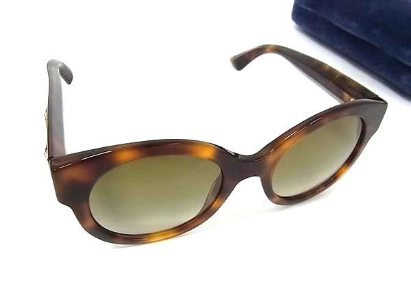 GUCCI グッチ サングラス インターロッキングG GG0207S ブラウン系&times;レンズ ブラウングラデーション系 プラスチック ユニセックス べっ甲調 スター 美品【本物保証】【中古】｜3R boutique 17,267円