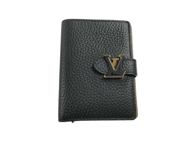 LOUIS VUITTON ルイヴィトン 二つ折り財布 LV ヴェルティカル ウォレット コンパクト M81561 ノワール系 トリヨンレザー レディース 超美品【本物保証】【中古】