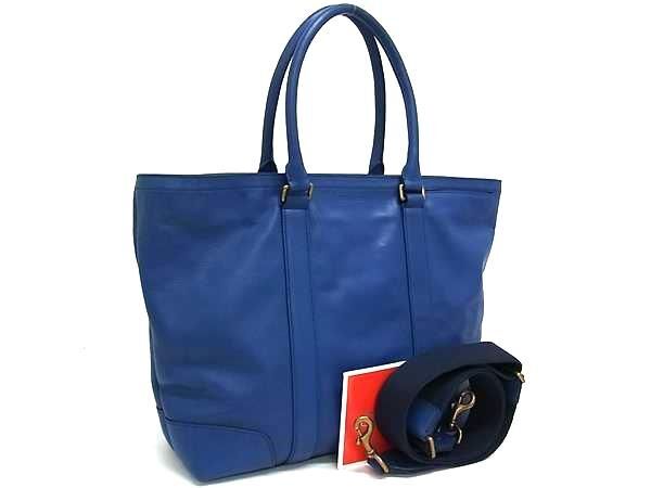 COACH コーチ トートバッグ 70600 ブルー レザー ユニセックス 2WAY【本物保証】【中古】