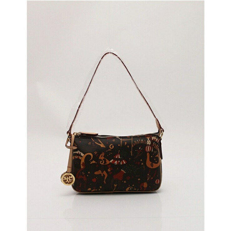 New Article Free Display Piero Guidi Clown Gui D Shoulder Bag 2way Pvc Leather Brown Multicolored