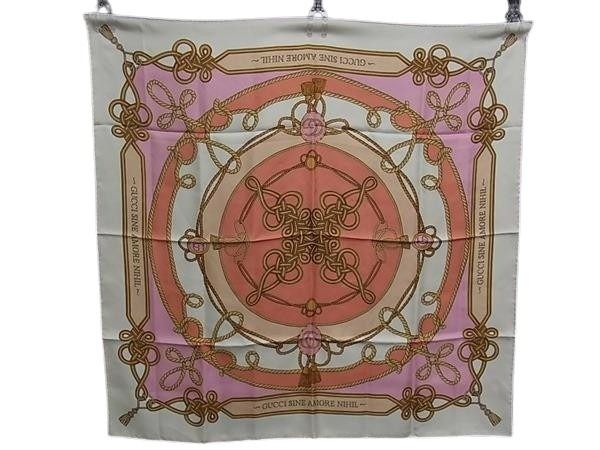 GUCCI グッチ 大判 スカーフ 703096 マルチカラー系 シルク100% レディース ロープ柄 新古品未使用品【本物保証】【中古】