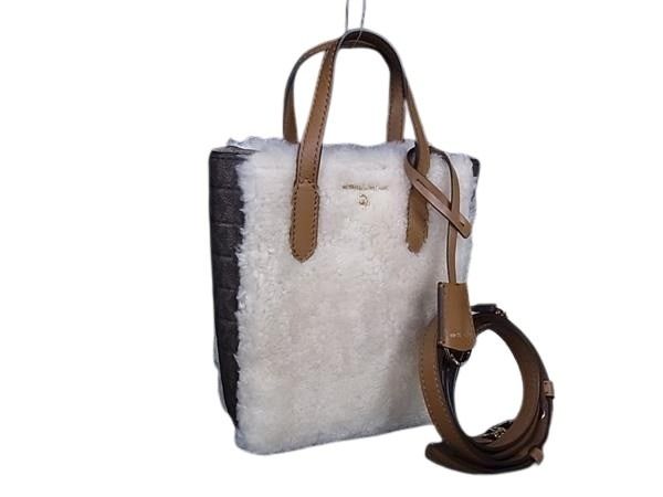 MICHAEL KORS マイケルコース ハンドバッグ アイボリー ブラウン ボア PVC レザー レディース 2WAY MK柄 新品未使用展示品【本物保証】【中古】