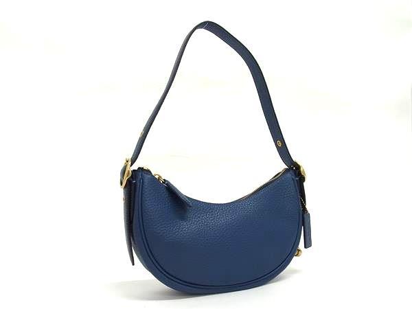 COACH コーチ ショルダーバッグ ルナ CC439 ブルー レザー レディース 美品【本物保証】【中古】