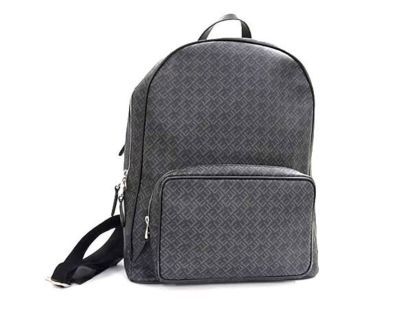 dunhill ダンヒル リュックサック シグネチャー ダークグレー PVC レザー メンズ シルバー金具【本物保証】【中古】