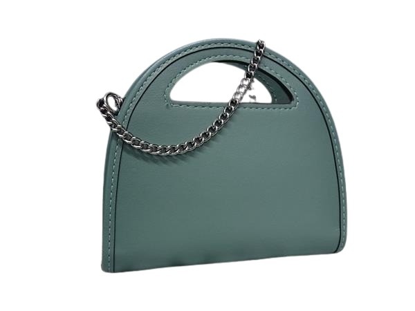 COACH コーチ チェーンウォレット トップハンドル CT879 グリーン レザー レディース シルバー金具 新古未使用展示品【本物保証】【中古】