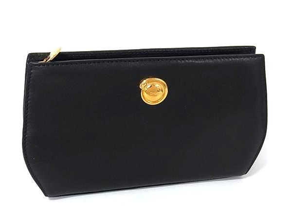 Cartier カルティエ ポーチ パンテール ブラック レザー レディース ゴールド金具 美品【本物保証】【中古】