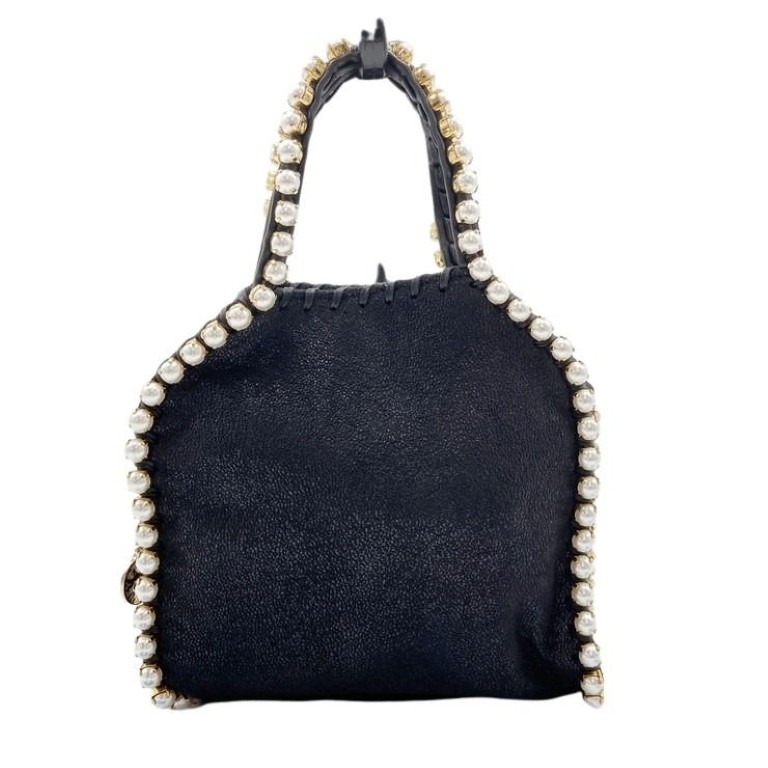 STELLA McCARTNEY ステラマッカートニー ハンドバッグ ファラベラ ブラック系 フェイクレザー レディース パール 2WAY ショルダーバッグ 美品【本物保証】【中古】|3R boutique