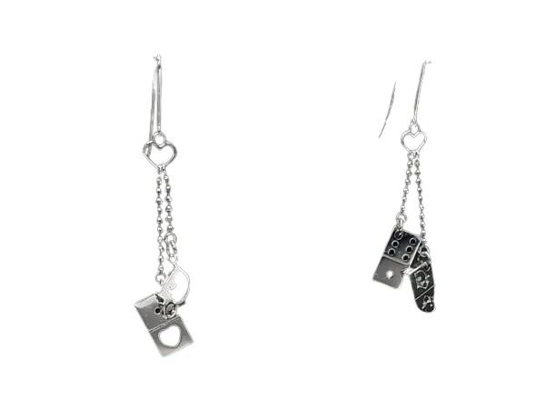 ChristianDior クリスチャンディオール ピアス シルバー メタル レディース ロゴ ダイス フック式 美品【本物保証】【中古】