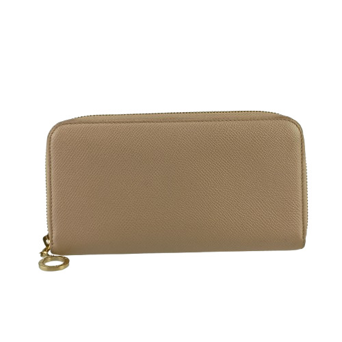 BVLGARI ブルガリ 長財布 ブルガリ・ブルガリ ジップウォレット 283756 ベージュ系 グレインカーフレザー レディース ゴールド金具【本物保証】【中古】