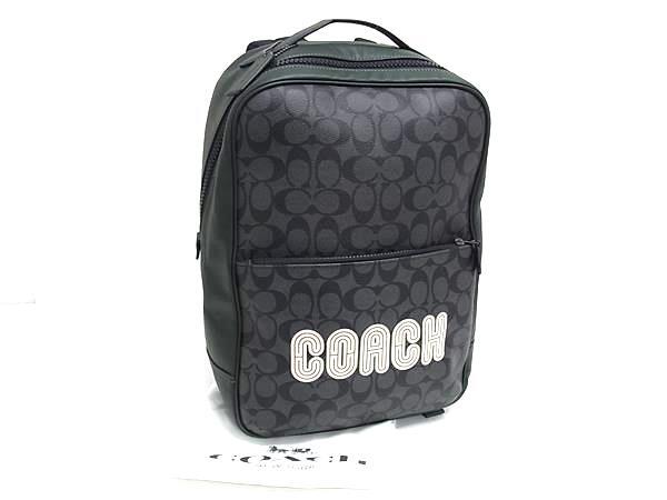 COACH コーチ リュックサック シグネチャー CE489 グレー グリーン レザー メンズ 新品未使用展示品【本物保証】【中古】
