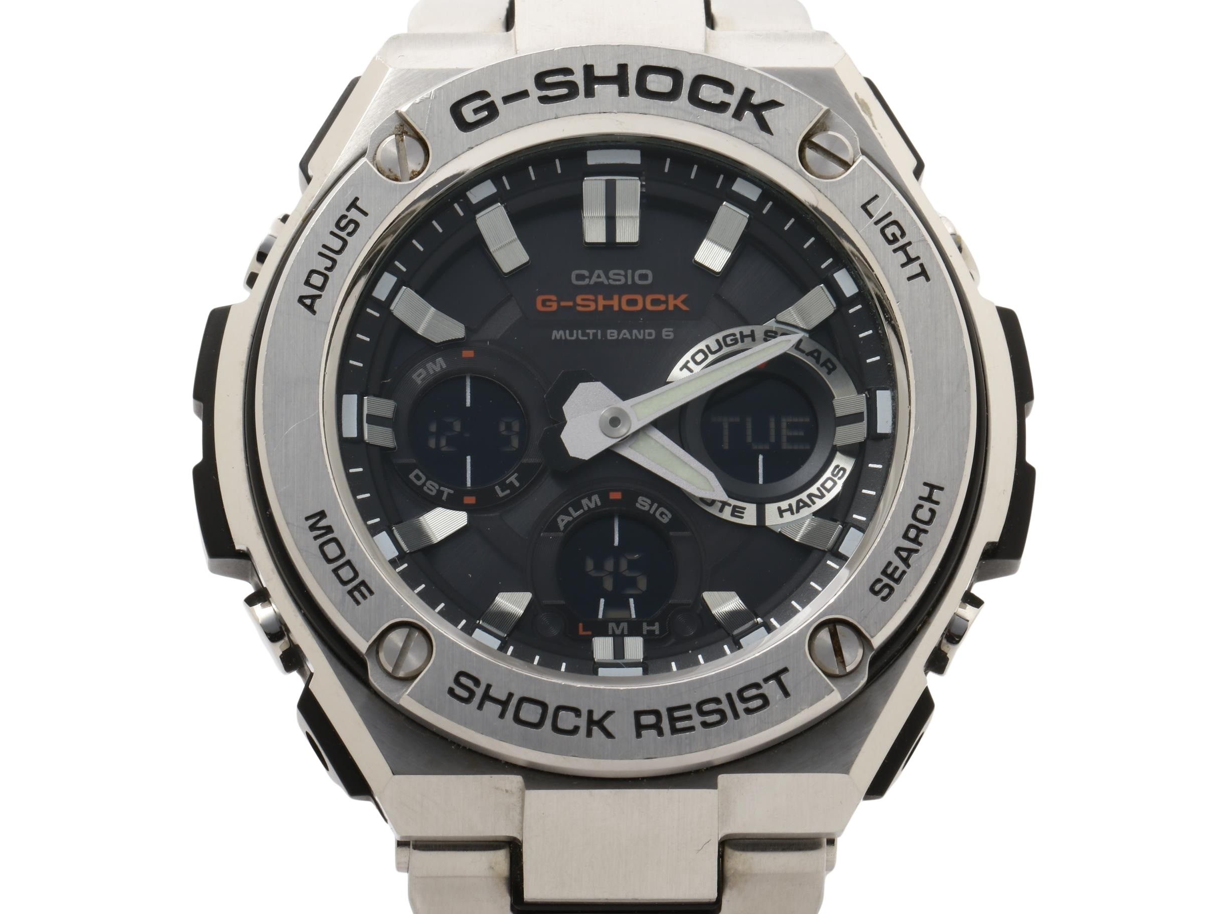 CASIO カシオ 時計 GSHOCK GSTEEL GSTW100 Series GSTW110D1AJF ブラック シルバー 樹脂 ステンレススチール メンズ アナデジ【本物保証】【中古】|3R boutique