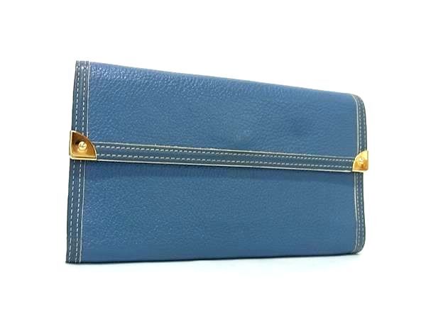 LOUIS VUITTON ルイヴィトン 長財布 スハリ ポルトトレゾール・インターナショナル M91837 ブルー系 レザー レディース【本物保証】【中古】
