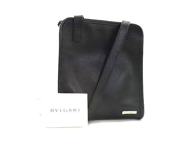 【美品】ブルガリ ミレリゲ ショルダーバッグ ロゴプレート 黒 レザー 美品】ブルガリ ミレリゲ ショルダーバッグ ロゴプレート 黒