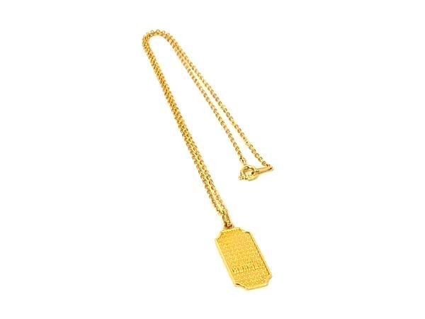 HERMES エルメス ネックレス ゴールド メタル ユニセックス プレート 美品【本物保証】【中古】