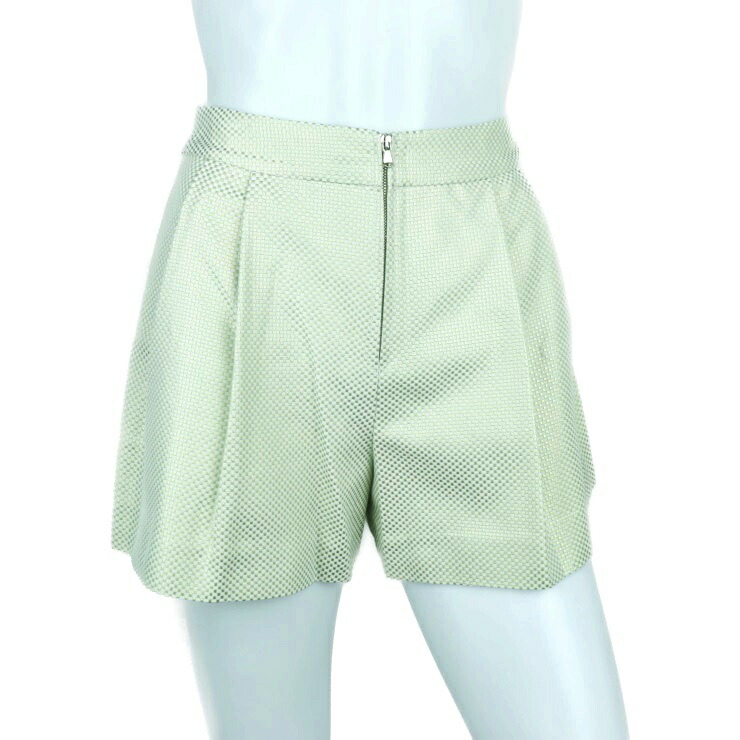 新品未使用展示品 3.1 Phillip Lim 3.1フィリップリム パンツ ショートパンツ S115-5449CBO 表記サイズ 2 アセテート コットン ポリエステル ALOE ライトグリーン系 市松柄 短パン ショーパン【本物保証】【中古】