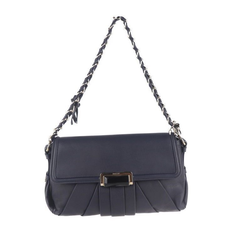 ショルダーバッグ バリー チェーンショルダー ネイビー系 Cicile Bally 中古 バリー Cicile 本物保証 超美品 超美品 3r レザー Boutiquebally バリー ショルダーバッグ