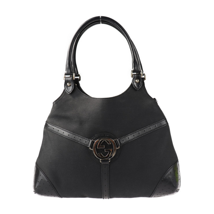 ショルダーバッグ グッチ キャンバス キャンバス Gucci インターロッキングg ショルダーバッグ 本物保証 中古 ショルダー バッグ ブラック グッチ 3r Gucci レザー ブラック Boutique