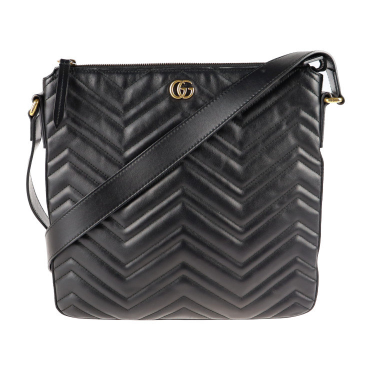 Gucci グッチ Ggマーモント ショルダーバッグ レザー ブラック キルティング 本物保証 中古 Faolaw Com