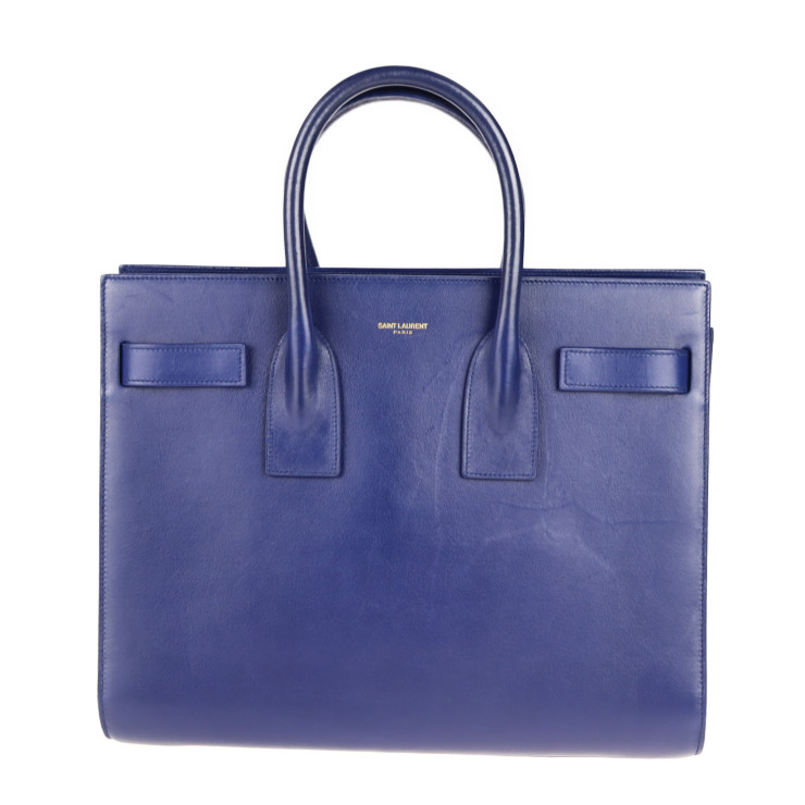 美品 SAINT LAURENT サンローラン サックドジュール ハンドバッグ 355153 レザー ブルー 2WAY ショルダー【本物保証】【中古】