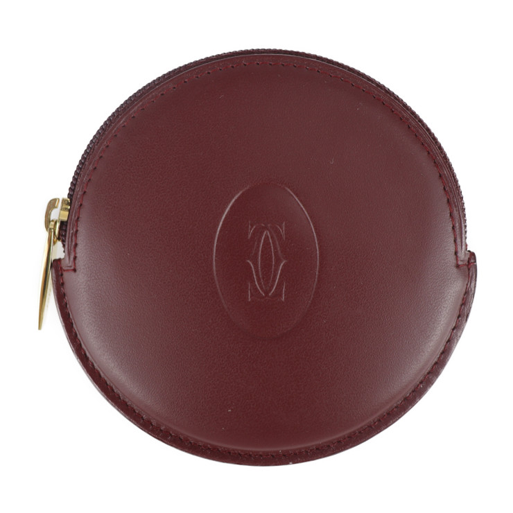 超美品 Cartier カルティエ マストライン コインケース レザー ボルドー 本物保証 中古 Paigebird Com