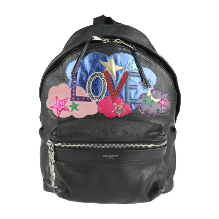 YVES SAINT LAURENT 総柄 LOVE リュックサック LOVE総柄トートショルダーバッグ ネイビー ヴィンテージ|イヴ