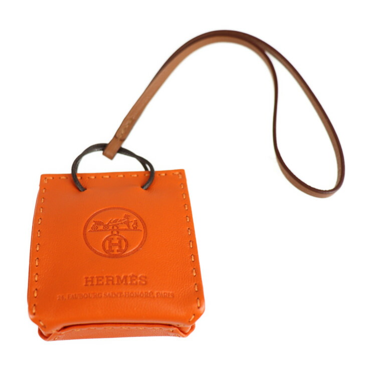 超美品 HERMES エルメス サックオランジュ ショッパー チャーム チャーム アニョーミロ オレンジ バッグチャーム Y刻印