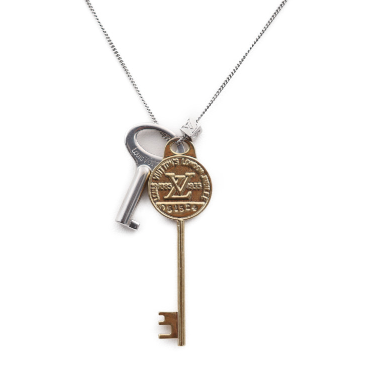 LOUIS VUITTON ルイ ヴィトン コリエ・LVキー ネックレス MP2842 メタル ゴールド シルバー 鍵モチーフ ペンダント ビトン【本物保証】【中古】