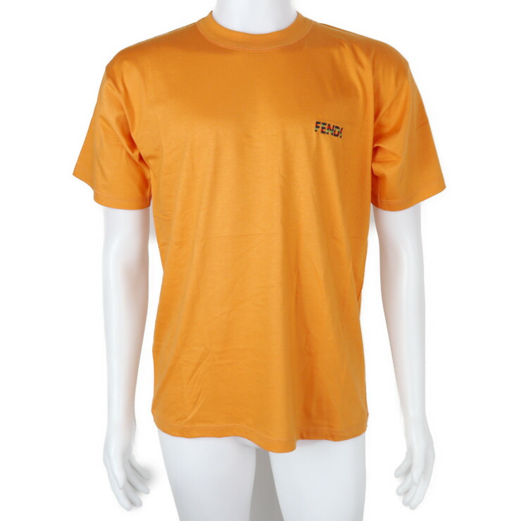新古未使用展示品 FENDI フェンディ maglia 半袖Ｔシャツ - 表記サイズ M コットン100％ オレンジ カットソー ヴィンテージ ロゴ【本物保証】【中古】｜3R boutique