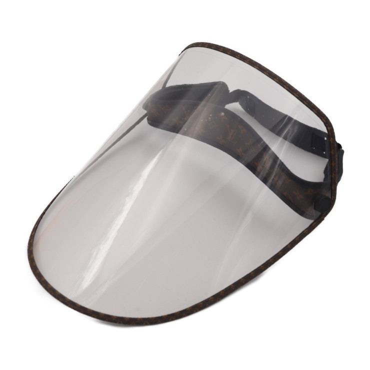 超美品 LOUIS VUITTON ルイ ヴィトン ビジェール LVシールド モノグラム その他帽子 M76727 PVC レザー ブラウン ブラック クリア フェイスシールド フェイスガード ビトン【本物保証】【中古】