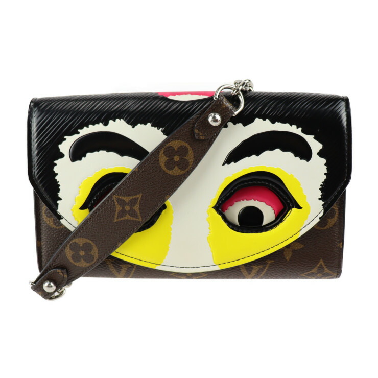 美品 LOUIS VUITTON ルイ ヴィトン ポルトフォイユ チェーン モノグラム ショルダーバッグ M67256 PVC レザー ブラウン マルチカラー シルバー金具 歌舞伎 チェーンウォレット 長財布 山本寛斎 コラボ【本物保証】【中古】｜3R boutique