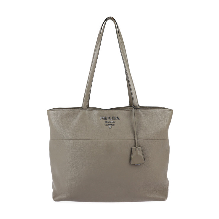 PRADA プラダ バッグ トートバッグ 1BG203 レザー ARGILLA グレー系 シルバー金具 ヴィッテロフェニックス ショルダーバッグ セミショルダー【本物保証】【中古】｜3R boutique 35,490円