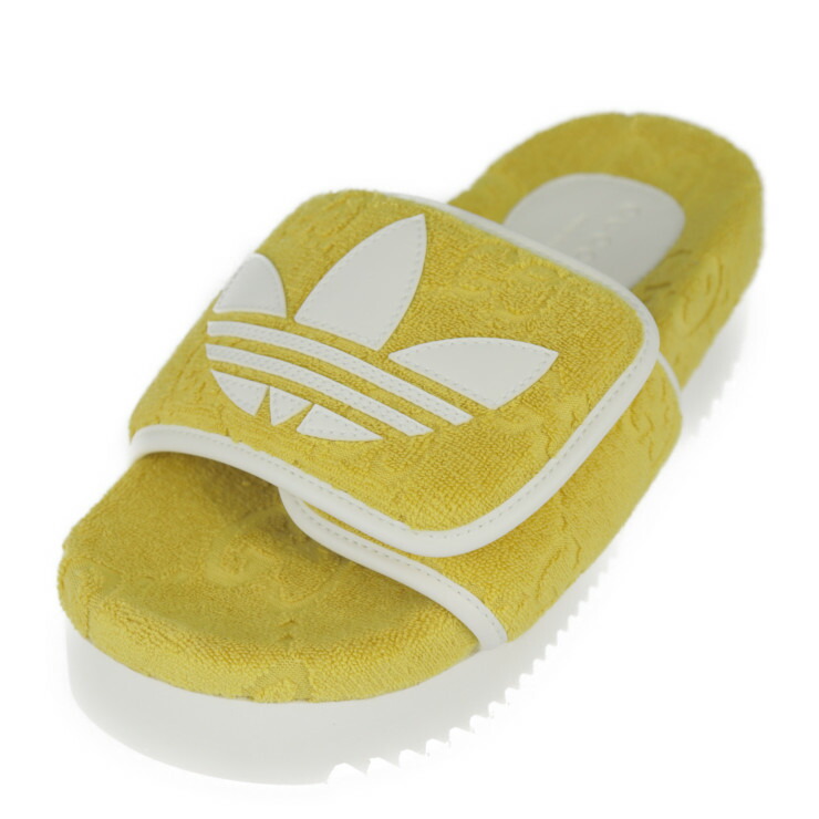GUCCI×adidas サンダル 34 Gucci x Adidas Yellow/White Terry Cloth/Leather Platform