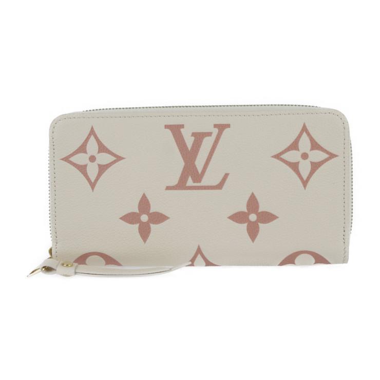 超美品 LOUIS VUITTON ルイ ヴィトン ジッピーウォレット 長財布 M81914 モノグラムアンプラント クリーム ローズトリアノン ゴールド金具 ラウンドファスナー ビトン【本物保証】【中古】