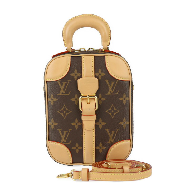 美品 LOUIS VUITTON ルイ ヴィトン ヴァリゼット・ヴェルティカル ハンドバッグ M68623 モノグラムキャンバス レザー ブラウン ゴールド金具 2WAY ショルダーバッグ ポシェット ビトン【本物保証】【中古】