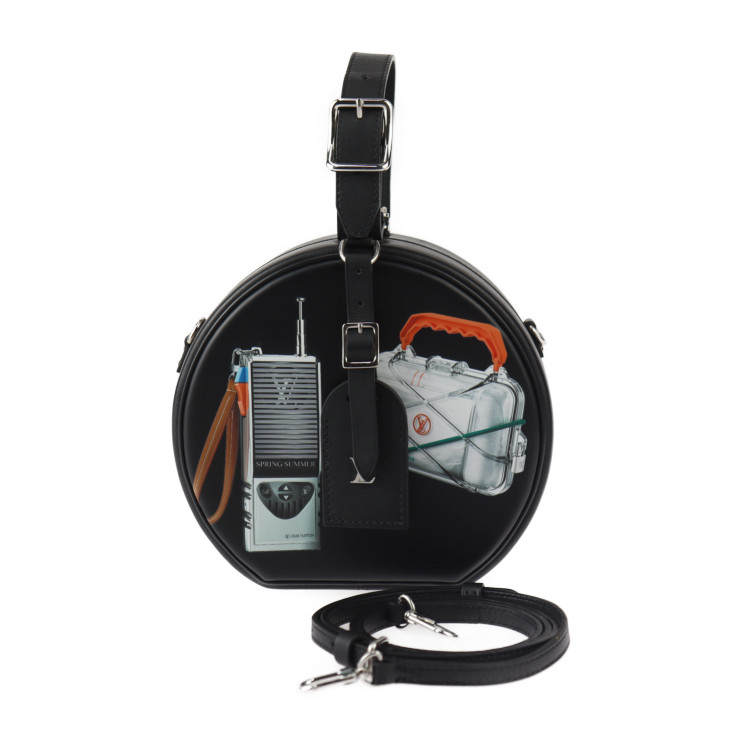 超美品 LOUIS VUITTON ルイ ヴィトン プティット ボワット シャポー ショルダーバッグ M43659 カーフレザー ブラック マルチカラー シルバー金具 プリント柄 ポシェット ビトン【本物保証】【中古】｜3R boutique