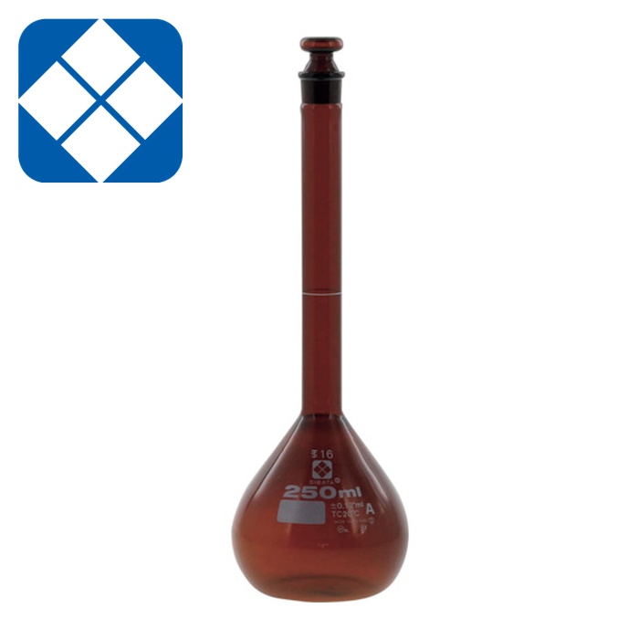 SIBATA 柴田科学 020070-250 メスフラスコ スーパーグレード 茶褐色 250mL (1本)