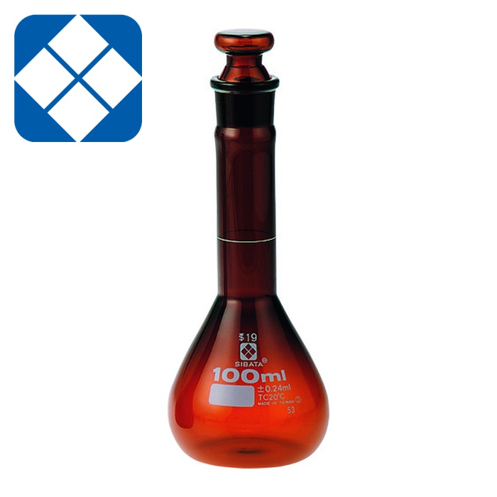 SIBATA 柴田科学 023090-100 メスフラスコ 茶 短形 100mL (1本)