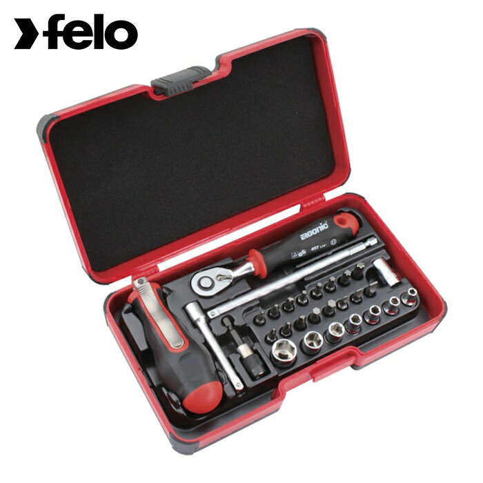 フェロ FELO 6081506 1/4 ソケットレンチセット T型兼用ドライバーハンドル付き 29点 (1S)｜工具ランド