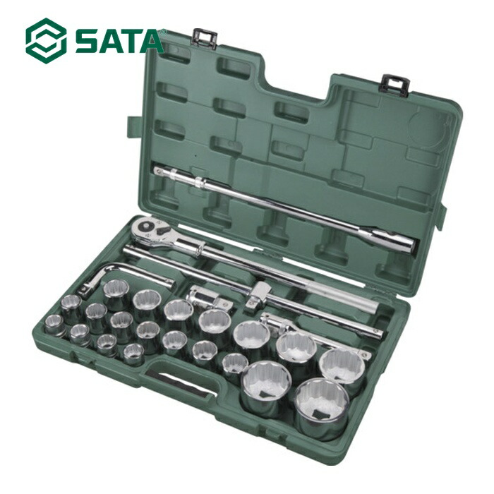 SATA 9016 12角ソケットレンチセット 差込角19mm(26点) (1S)