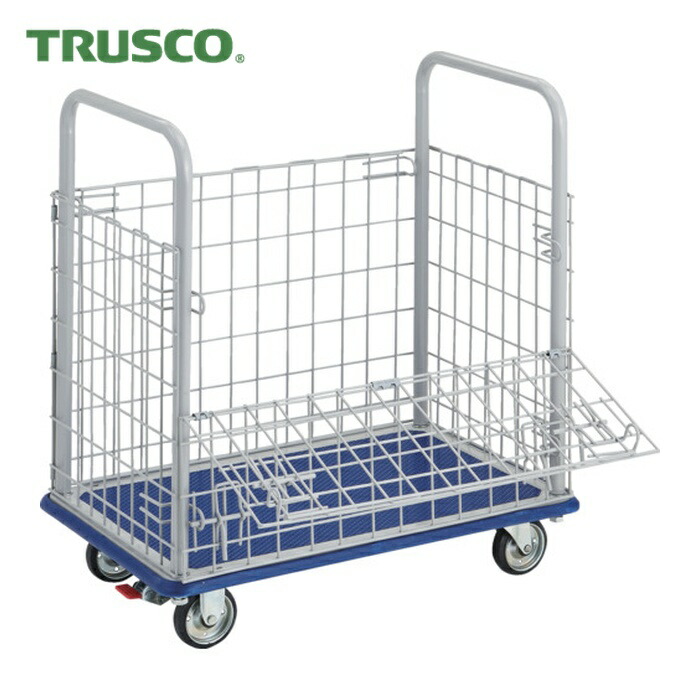 トラスコ TRUSCO プレス製台車 ドンキーカート 金網付 740×480 ストッパー付 (1台) 107NS
