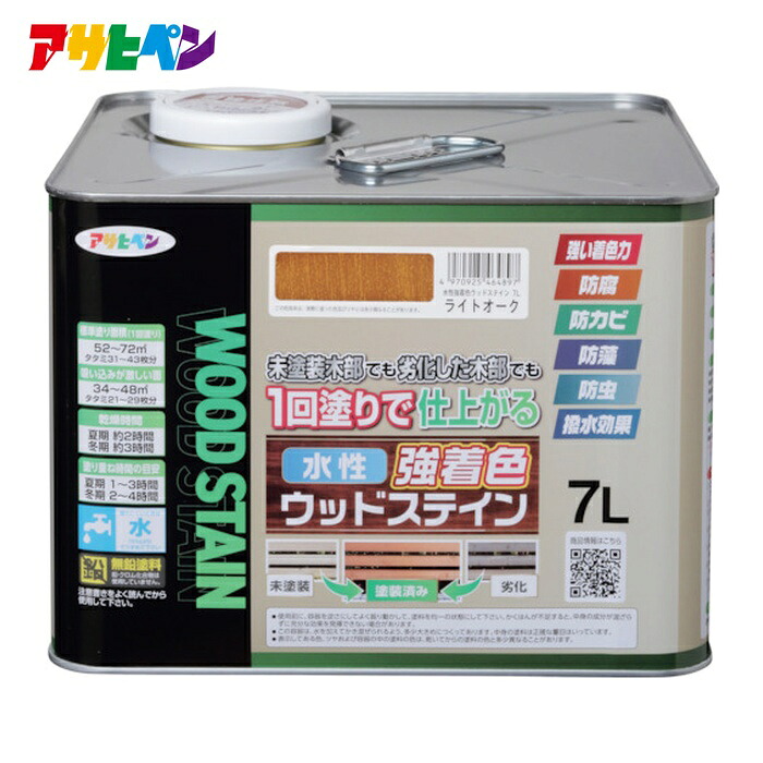アサヒペン 水溶性強染めつけるウッドステイン 7L ともし火オーク材 (1缶) 464897