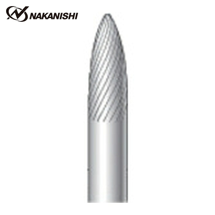 ナカニシ 21611 チタンコート超硬カッター 砲弾型 シングルカット φ6×16×軸φ6 (1本)